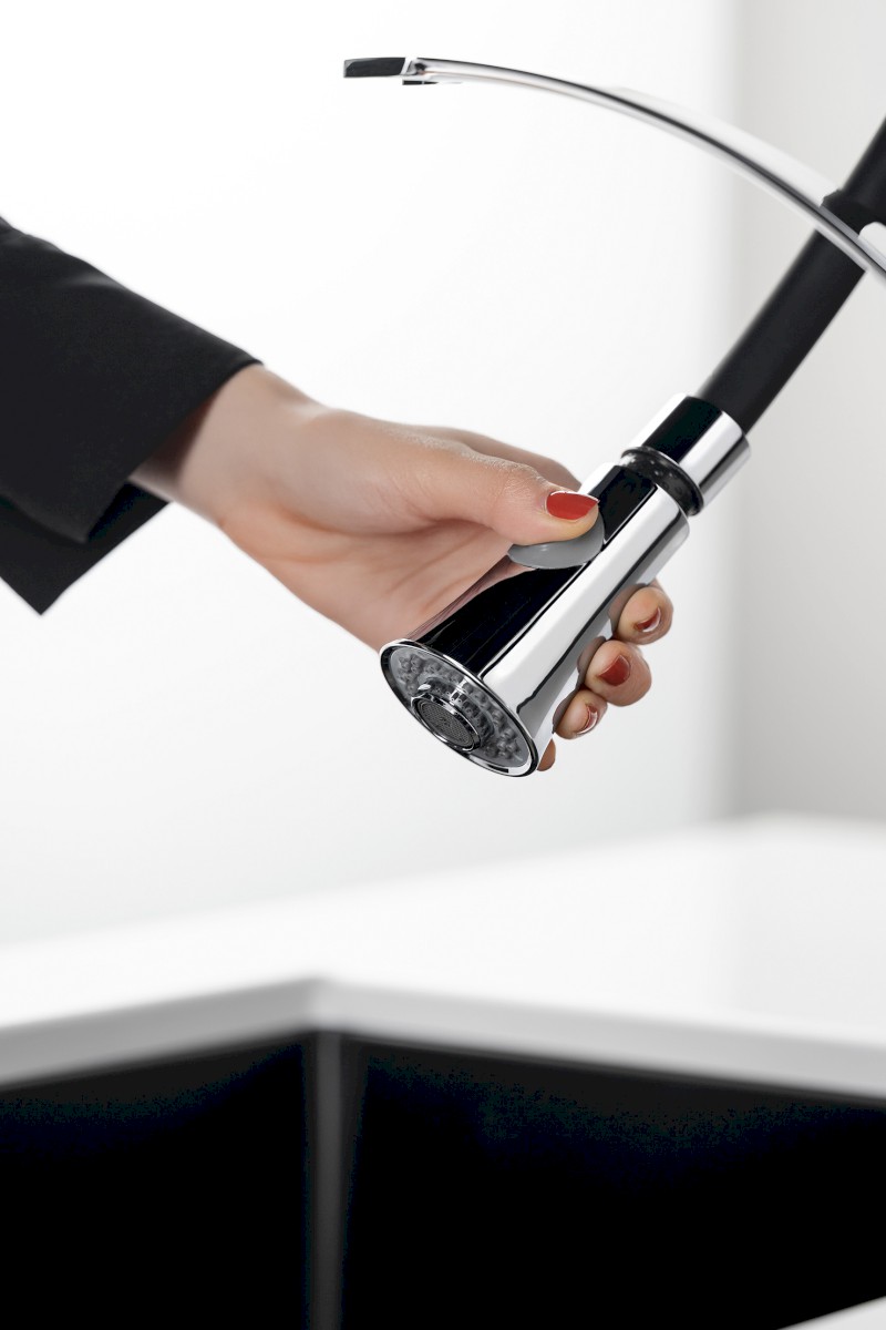 HEBE stojánková dřezová baterie se sprškou, chrom HT430