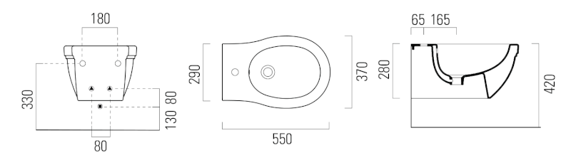 CLASSIC bidet závěsný, 37x55cm, bílá ExtraGlaze 8765111