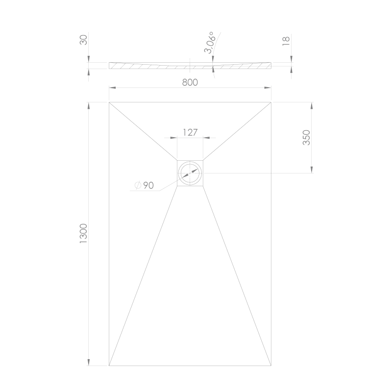 TRENECA vanička z litého mramoru s možností úpravy rozměru, 130x80cm, šedá mat 84303.31
