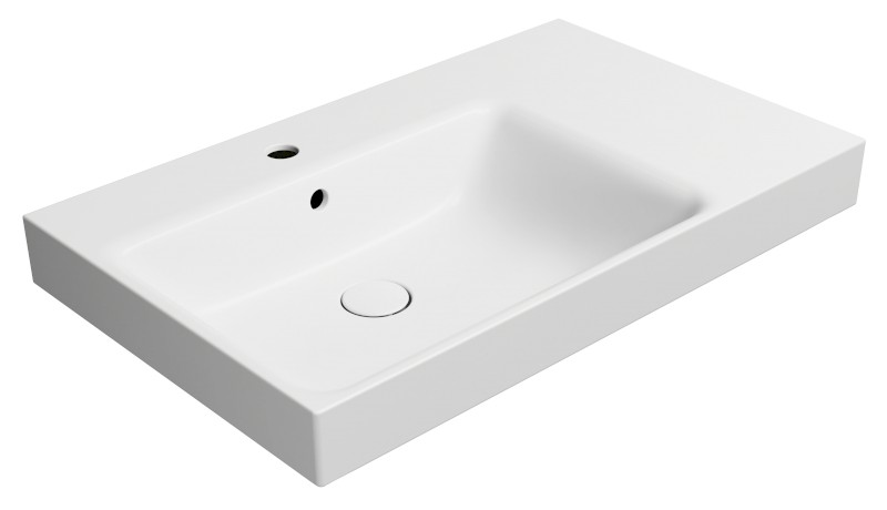 NUBES keramické umyvadlo 80x50cm, s odkládací plochou vpravo, bílá mat 9629109