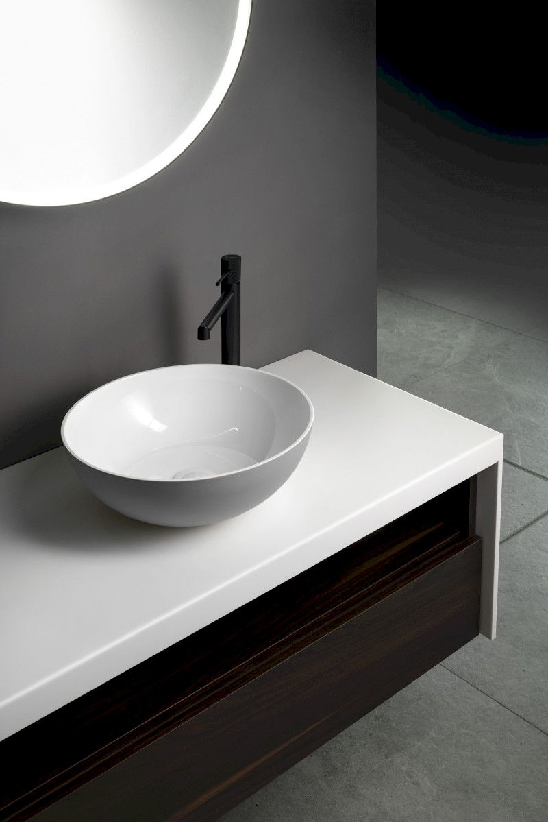 BANERA ROUND umyvadlo na desku, litý mramor, průměr 39cm, bílá/šedá mat 14337.32