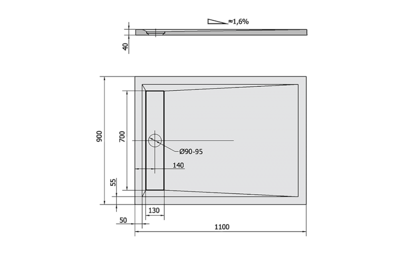 VARESA sprchová vanička z litého mramoru se záklopem, obdélník 110x90cm, bílá 72938
