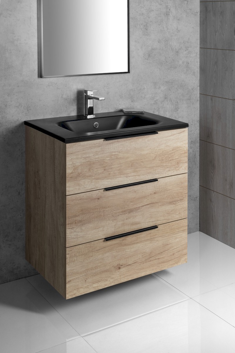 CIRASA umyvadlová skříňka 69,8x75x46cm, 3x zásuvka, dub stříbrný CR731-1111