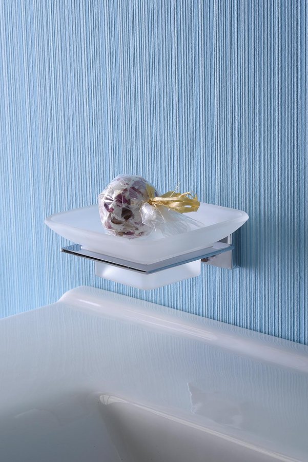 APOLLO mýdlenka, mléčné sklo, chrom 1416-02