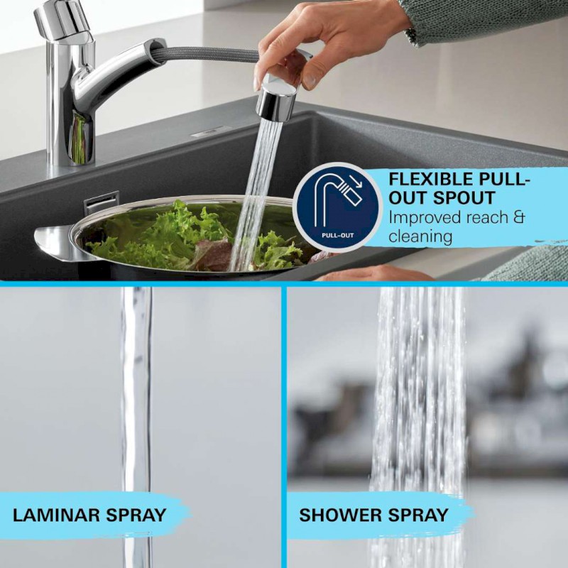 QuickFix Start Dřezová baterie s výsuvnou sprškou, supersteel GROHE 30531DC1