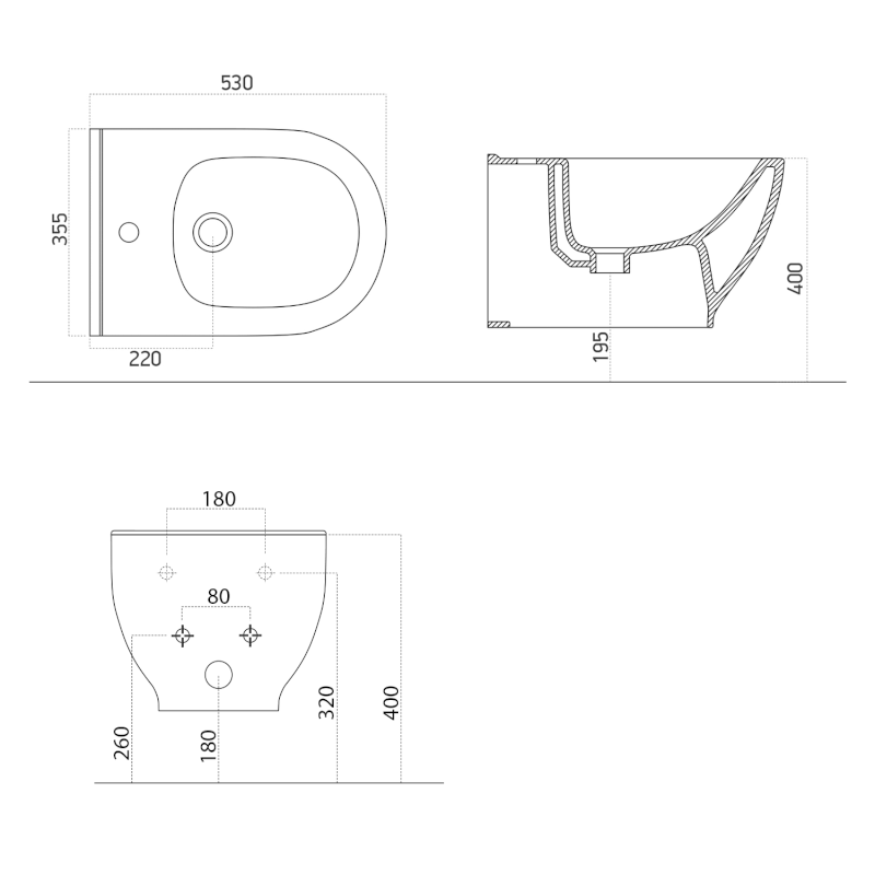 BRILLA bidet závěsný, 35,5x53 cm, bílá 100624
