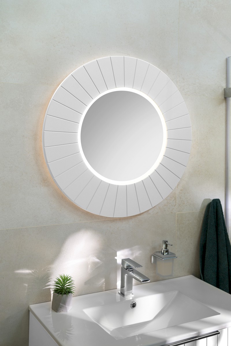 LUMIRO STRIP kulaté zrcadlo s LED osvětlením v rámu ø 90cm, bílá mat LR950-3131S