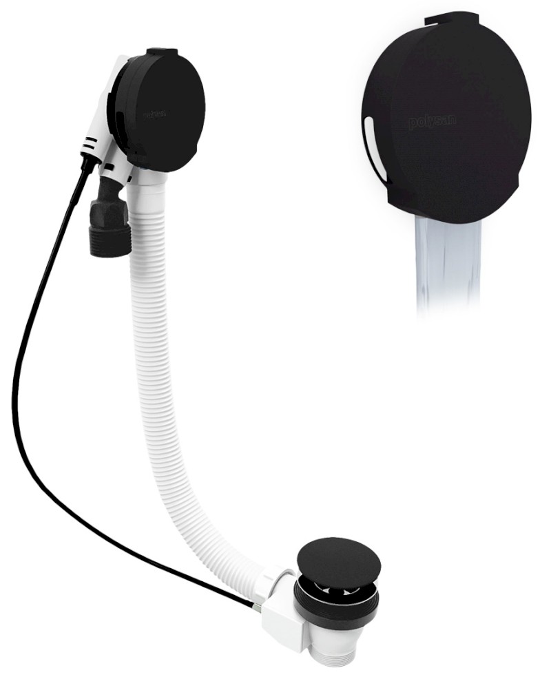 Vanová souprava s napouštěním, bovden, délka 800mm, zátka 72mm, černá mat 71853.21