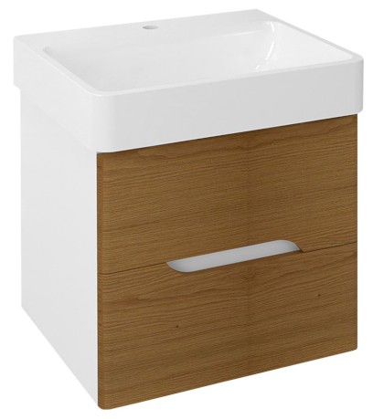 MEDIENA umyvadlová skříňka 56x51x48,5cm, bílá mat/dub natural MD062