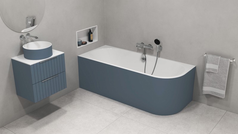 VIVA L MONOLITH asymetrická vana 180x75x60cm, bílá/siena 72099M.42