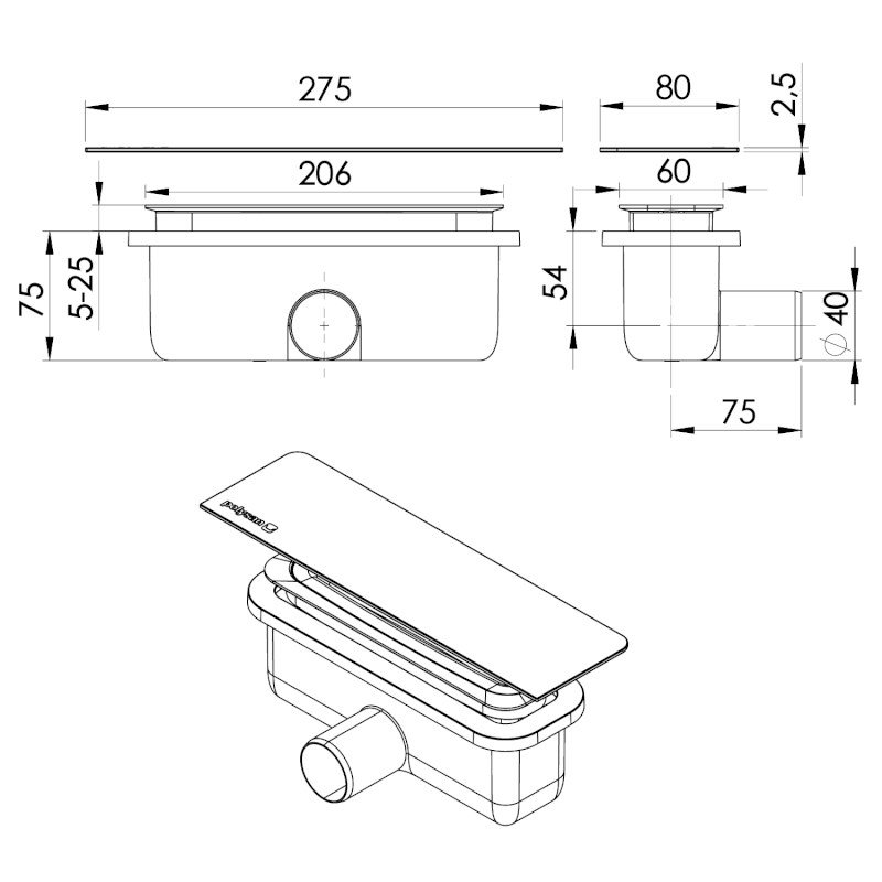 KAZUKO vaničkový sifon, DN40, krytka zlato mat 26347