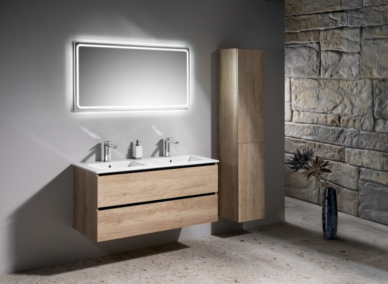 EZARA dvojumyvadlová skříňka 120x55x46cm, bílá lesk EZ121-3030