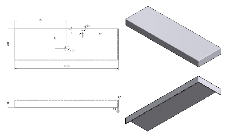 TAILOR rockstone deska 250x50 cm, provedení límce R TR250R
