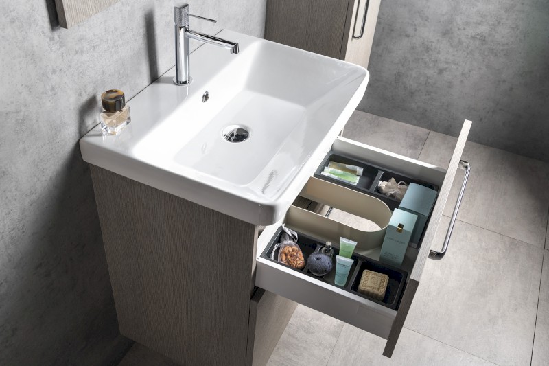 THEIA umyvadlová skříňka 56,4x70x44,2cm, 2xzásuvka, dub stříbrný TH060-1111