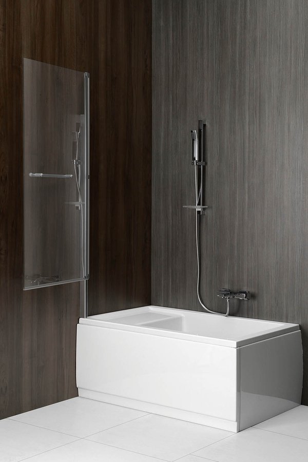 RIONI vanová zástěna s pneumatickým zdvihem, š. 710mm, stříbrná, čiré sklo 72915