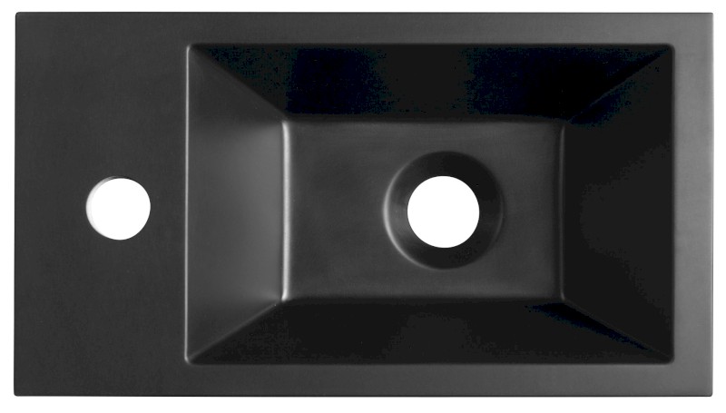 AMAROK umývátko, litý mramor, 40x22cm, baterie vlevo, černá mat AR400B