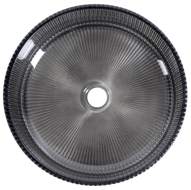 ANHELO skleněné gravírované umyvadlo na desku Ø 39,5cm, černá TY317B