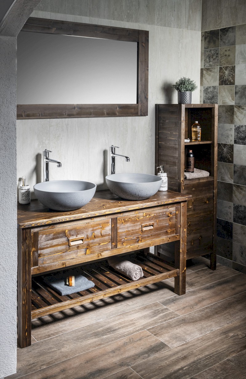 BRAND umyvadlová skříňka 130x73x50cm, mořený smrk BA131S