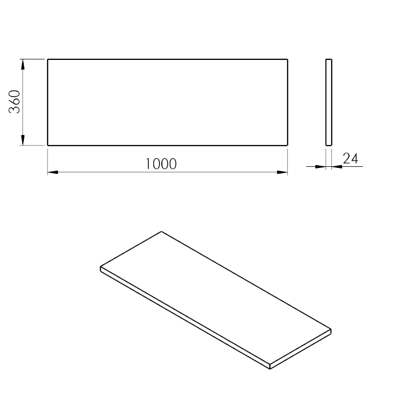 PLATO deska Rockstone 1000x24x360mm, bílá mat PL106-0101