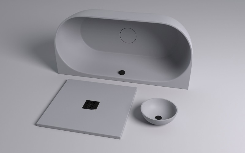 FLEXIA vanička z litého mramoru s možností úpravy rozměru, 90x90cm, šedá mat 71546.31