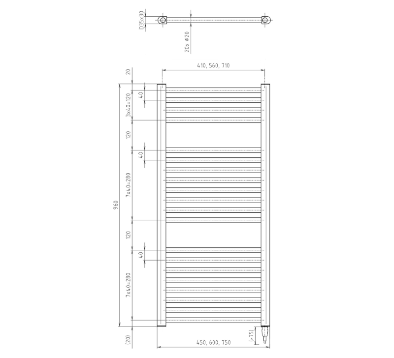 DIRECT-E elektrické otopné těleso rovné 450x960 mm, 300 W, bílá ILE94T