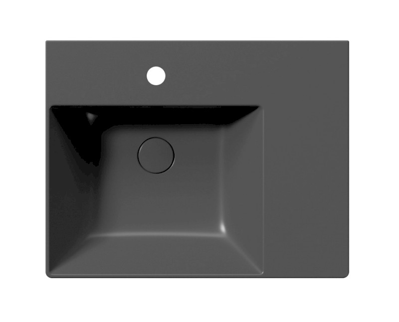 KUBE X keramické umyvadlo 60x47cm, s odkládací plochou vpravo, černá mat 9438126