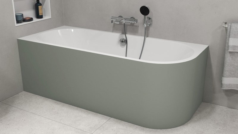 VIVA L MONOLITH asymetrická vana 170x75x60cm, bílá/verde 70119M.44