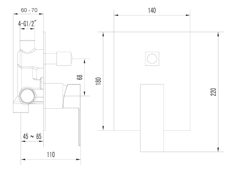 LATUS podomítková sprchová baterie, 2 výstupy, chrom 1102-42