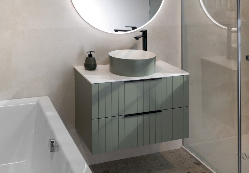 THIN umyvadlo na desku, Rockstone, Ø 38 cm, verde/bílá mat WN548-44