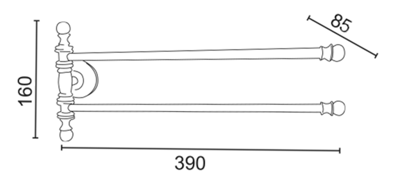 PERLA dvojitý držák ručníků otočný 390mm, zlato PE0175