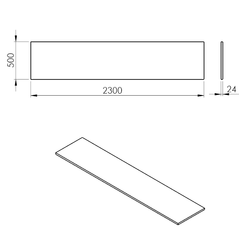 PLATO deska Rockstone 2300x24x500mm, bílá mat PL230-0101