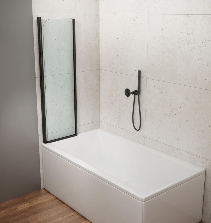 WILA vanová zástěna 900x1400 mm skládací, černá, čiré sklo AQ5742B