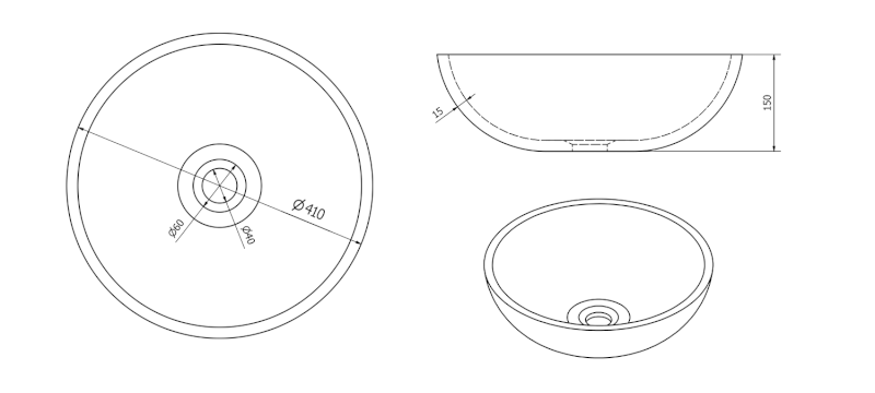PRIORI keramické umyvadlo na desku, Ø 41 cm, modrá/šedá PI020
