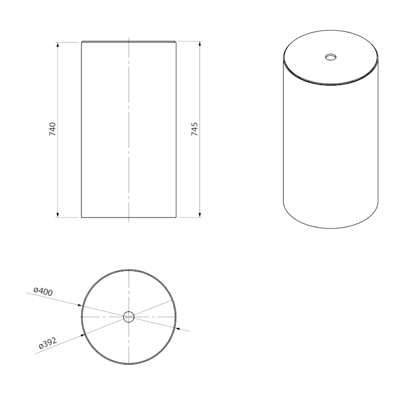 OASIS podstavec pod umyvadlo, LED difuzor, ø 400x745mm, dub alabama AS708-H3331