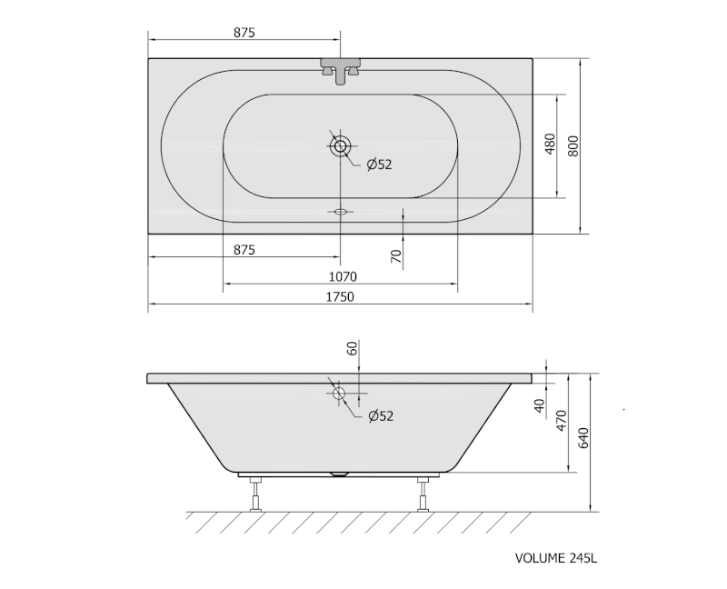 VIVA B obdélníková vana 175x80x47cm, bílá 88119