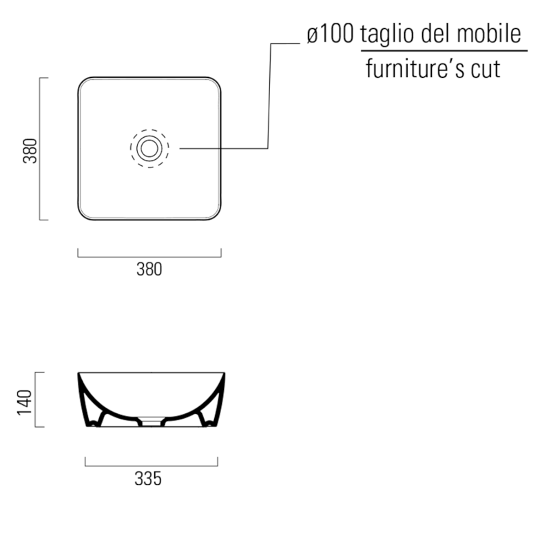 SAND/NUBES keramické umyvadlo na desku 38x38cm, bílá ExtraGlaze 903811