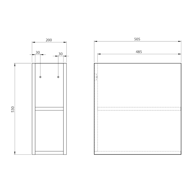 TREOS skříňka spodní policová 20x53x50,5cm, dub Polar TS020-1010
