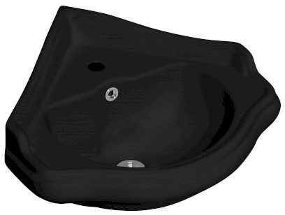RETRO keramické umyvadlo rohové, 57,5x58cm, černá mat 103231