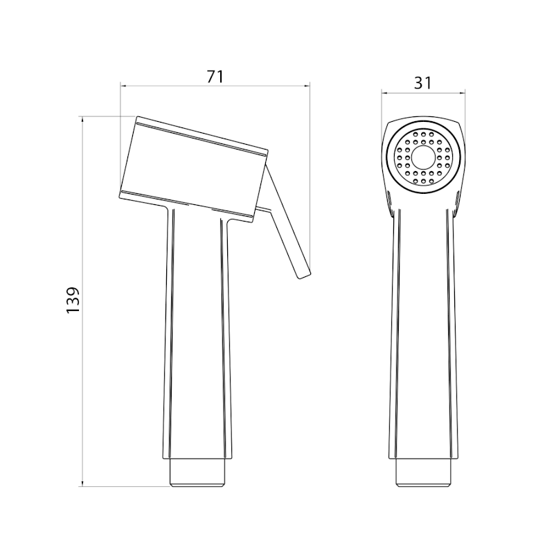 Bidetová sprška hranatá, ABS/gun metal BS109GM