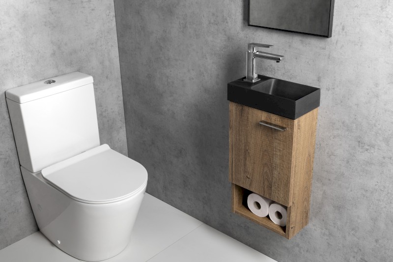 PICCOLINO betonové umývátko 30,8x17cm, baterie vlevo, antracit mat PK30016