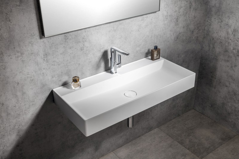 TWIG umyvadlo, litý mramor, 100x47cm, kryt výpusti, bílá TW100