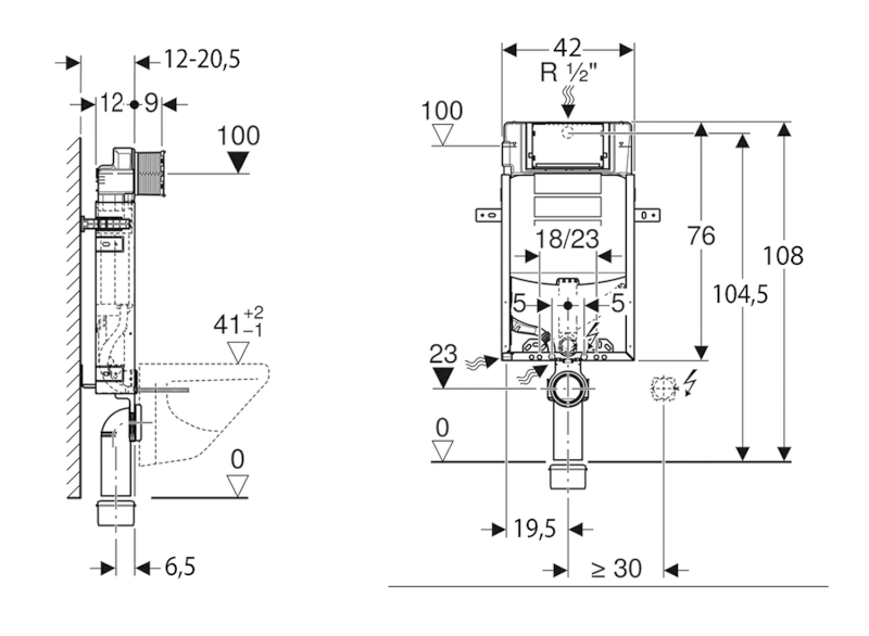 GEBERIT KOMBIFIX podomítková nádržka Sigma 12cm, pro odsávání zápachu 110.367.00.5