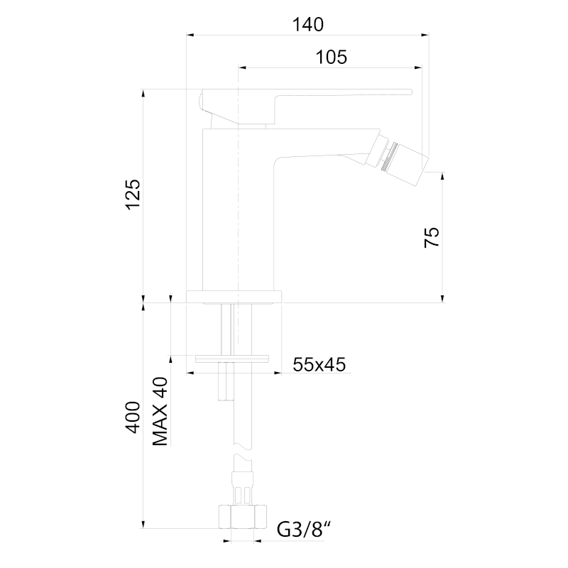 SPECTRE stojánková bidetová baterie, chrom 1102-73