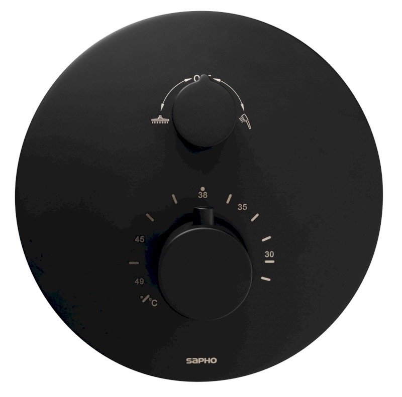 Podomítková sprchová termostatická baterie, box, 2 výstupy, černá mat RH396B