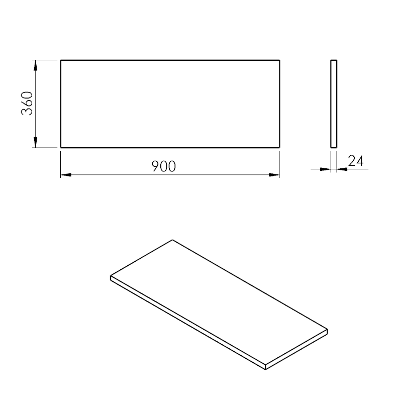 PLATO deska Rockstone 900x24x360mm, bílá mat PL096-0101