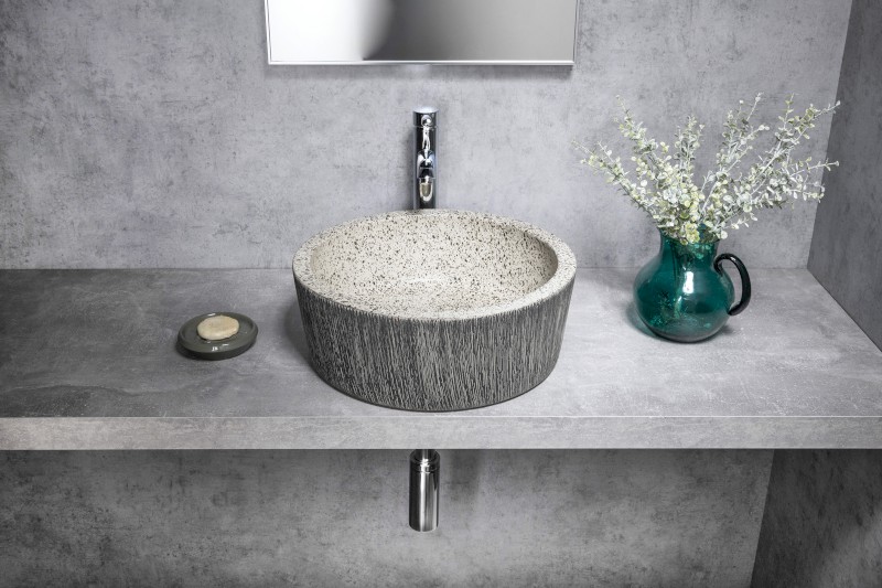 PRIORI keramické umyvadlo na desku, Ø 41cm, granit PI035