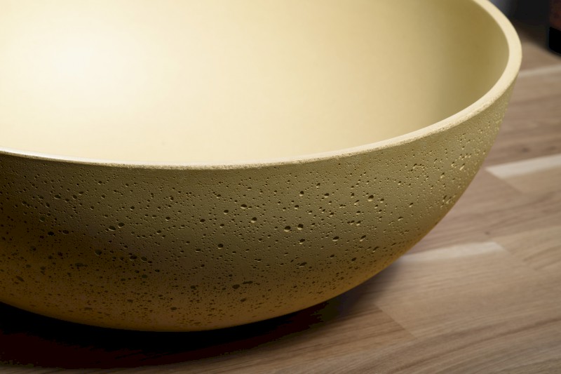 FORMIGO betonové umyvadlo na desku, Ø 39cm, žlutá mat FG322