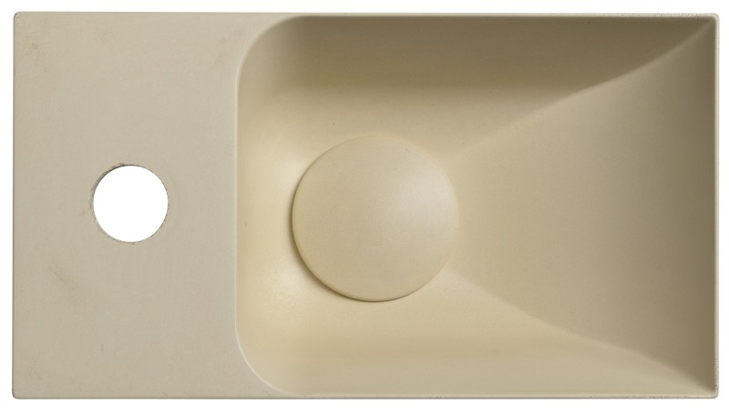 PICCOLINO betonové umývátko 30,8x17cm, baterie vlevo, žlutá mat PK30022