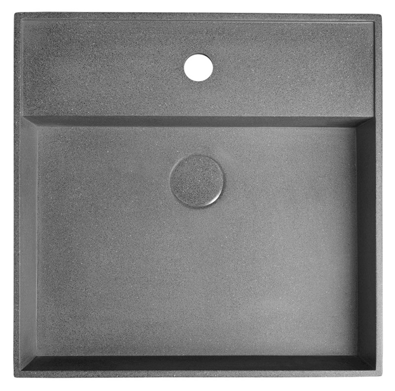 QUADRADO betonové umyvadlo včetně výpusti, 46x46cm, černý granit AR468