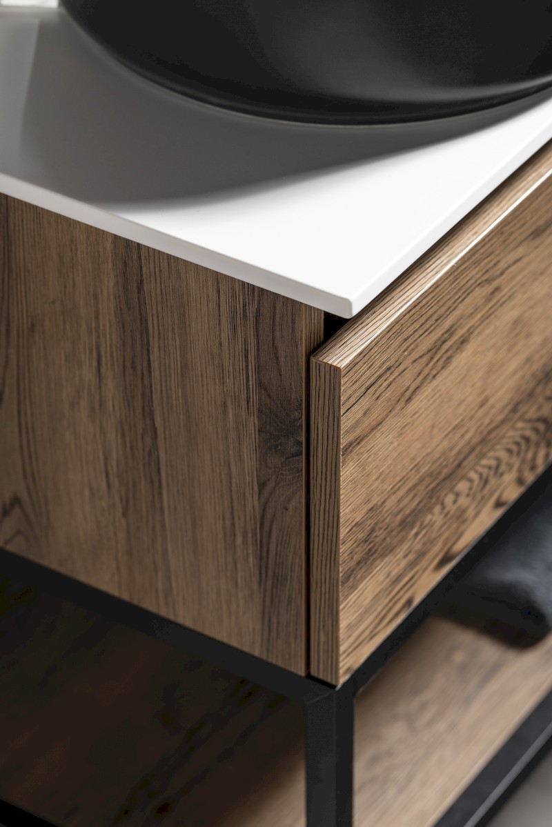 SKARA umyvadlová skříňka 70x50x45cm, černá mat/dub collingwood CG005-1919